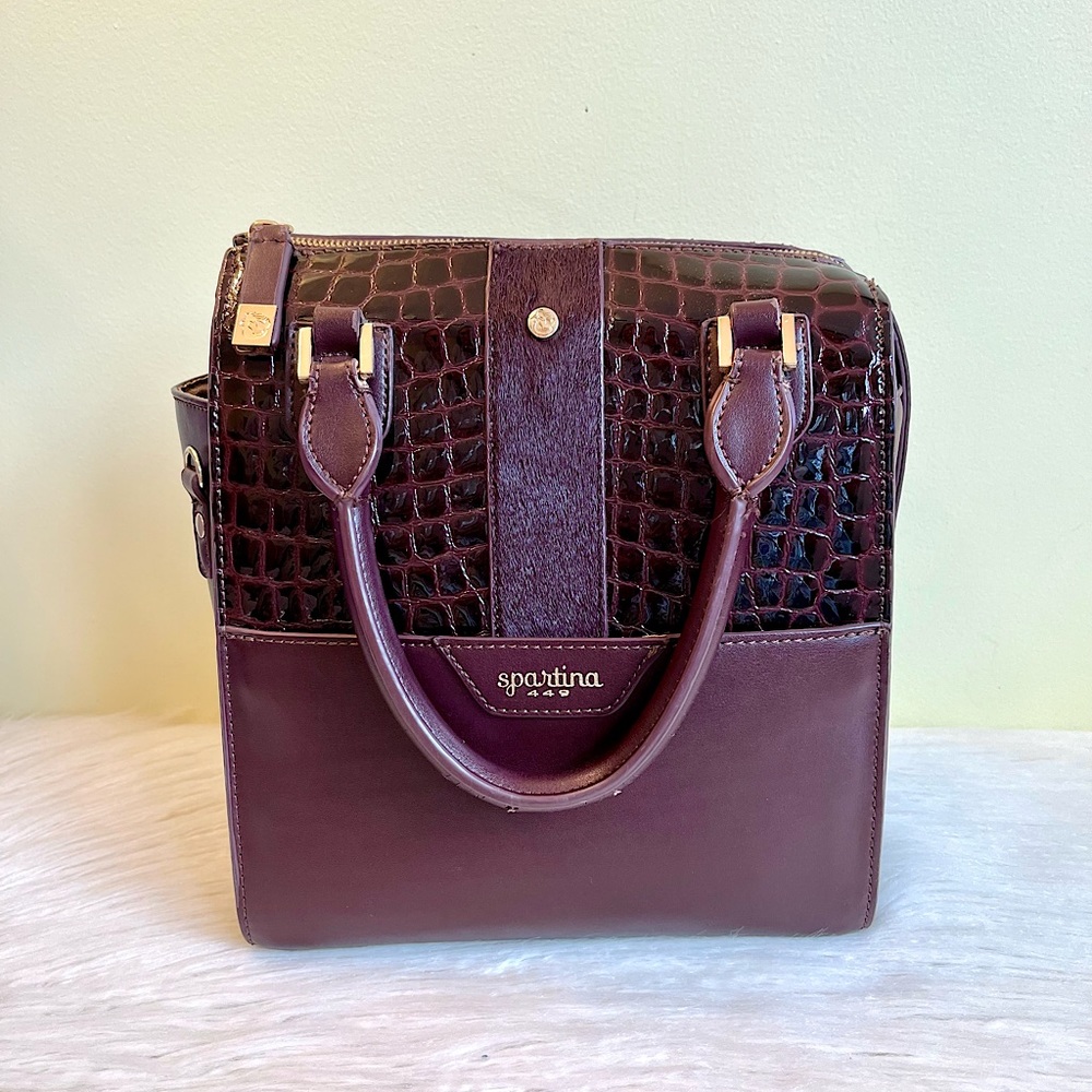Spartina 449 Bordeaux Croc Satchel